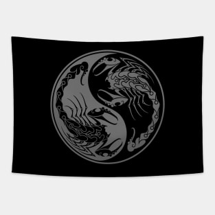 Gray and Black Scorpions Yin Yang Tapestry