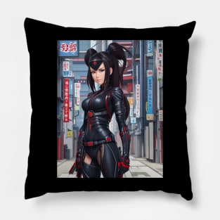 CUTE FEMALE NINJA WARRIOR CARTOON ORIGINAL ART Pillow