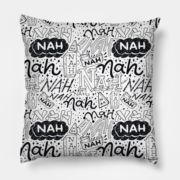 Nah Nah Black and White Palette Pillow by aftrisletter