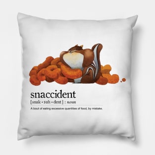 Cheesey Curl Chipmunk in Black Font Pillow