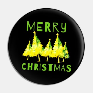 Merry Christmas with Trees Pin