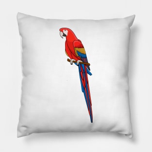 Scarlet macaw parrot cartoon illustration Pillow