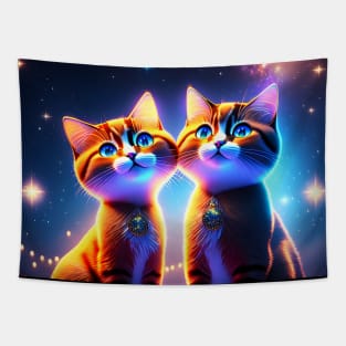 Mr. and Mrs. cat under the moon Tapestry