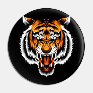 Tiger Head Illustration Pin