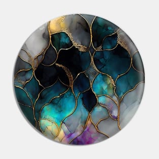 Colorful Mosaic - Abstract Alcohol Ink Resin Art Pin