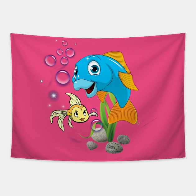 Happy fish Tapestry by frontlineameliorate