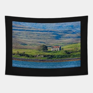 Derelict house below MacLeod's Tables, Glendale, Skye, Scotland Tapestry