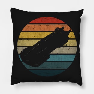 Bobsleigh Silhouette On A Distressed Retro Sunset graphic Pillow