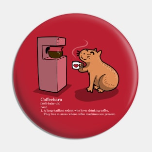 Funny Cute Kawaii Handdrawn Capybara Coffeebara Drinking Coffee Cartoon Pin