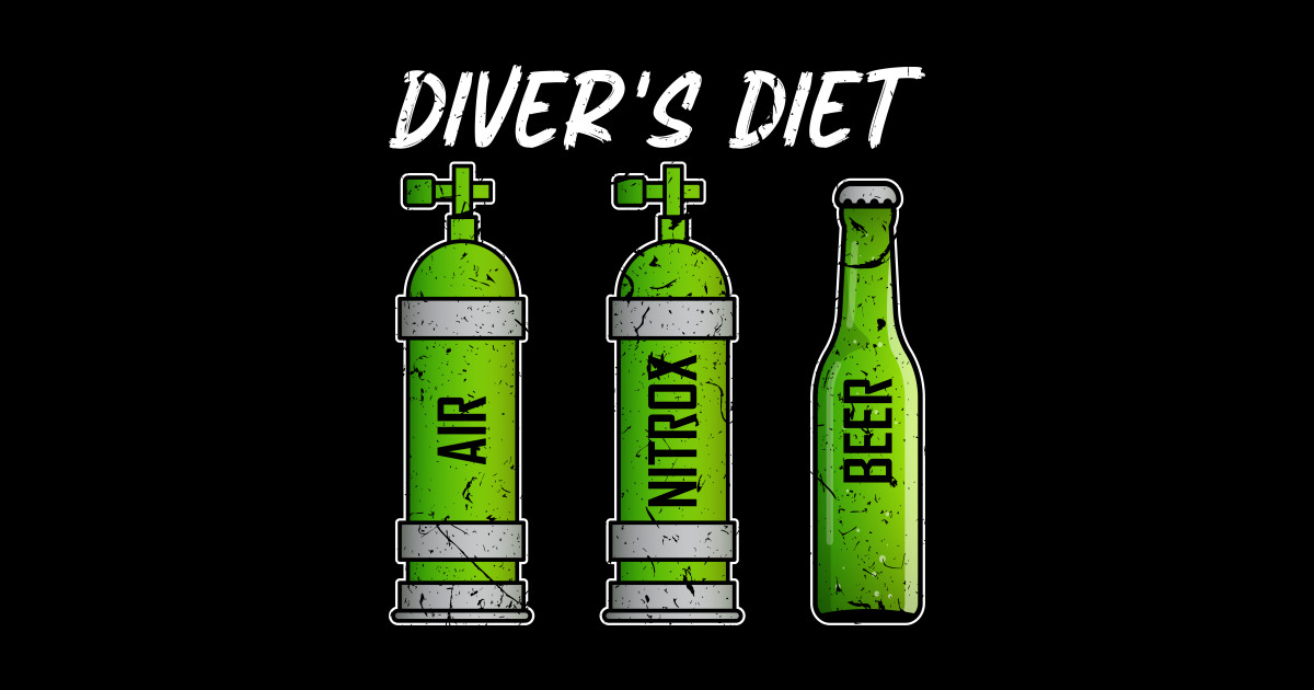 Diver Diet Beer Funny Scuba Diving Scuba Diver Gift Sticker TeePublic