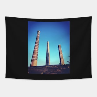 Old brickworks chimneys on Sydney Park, Australia. Tapestry