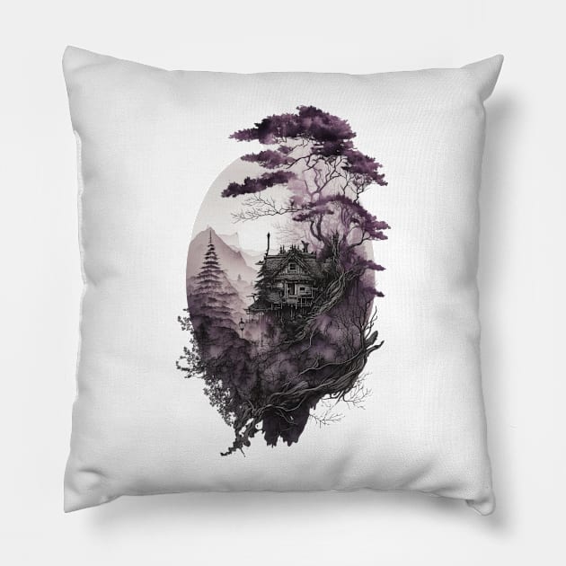 Feudal Japanese Scenery Pillow by LetsGetInspired