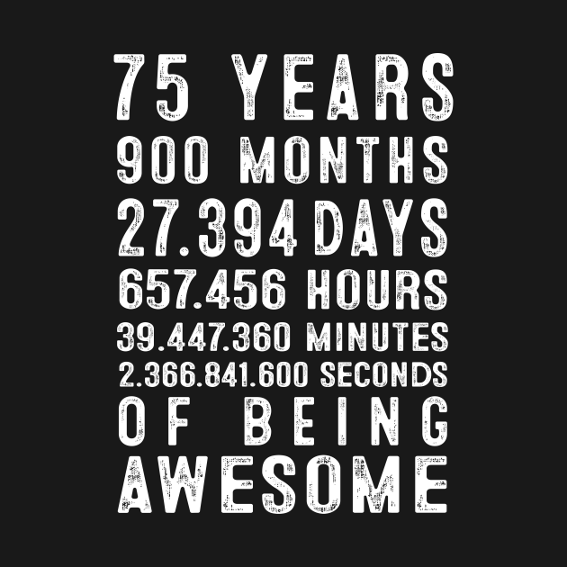 75th Birthday75 Years 900 Months Of Being Awesome 75 Years TShirt