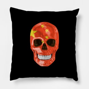 China Flag Skull - Gift for Chinese With Roots From China Pillow