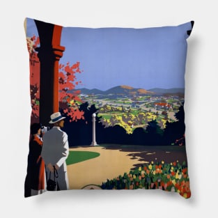 Vintage Travel Poster Canberra Australia Pillow