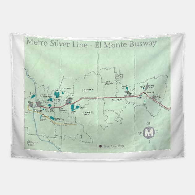 Metro Silver Line - El Monte Busway Tapestry by PendersleighAndSonsCartography