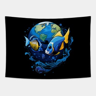 Blue Tang Earth Day Tapestry