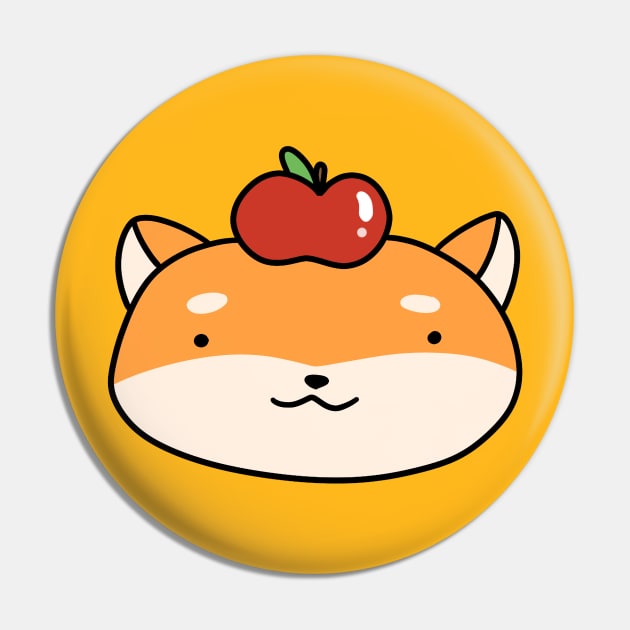 Apple Shiba Face Pin by saradaboru