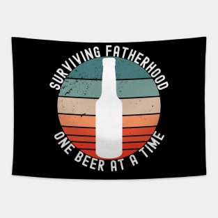 Surviving Fatherhood One Beer At A Time. Funny Dad Life Quote. Tapestry