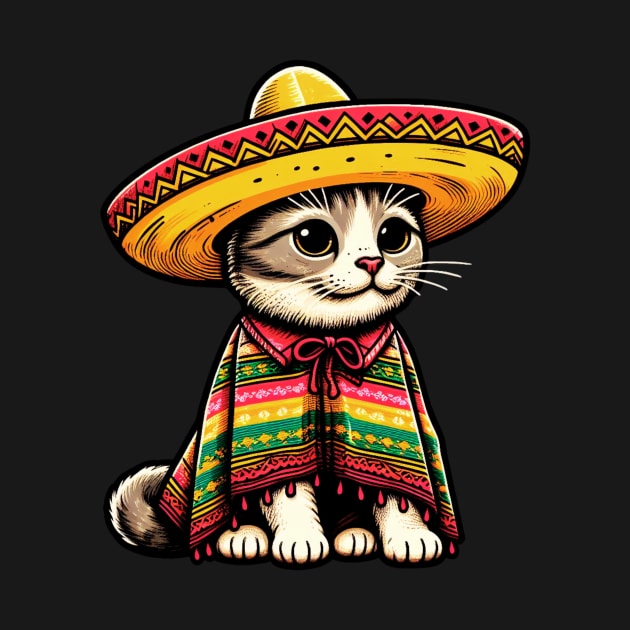 Cinco De Mayo Funny Mexican Cat Sombrero Poncho Men Women by lostology