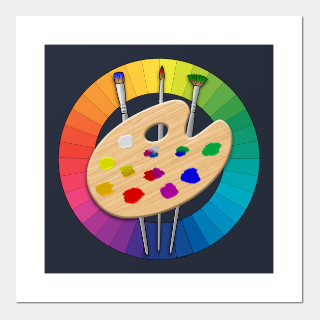 Color Wheel Artist Paint Palette And Brushes