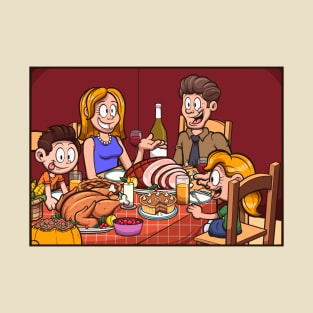 Family Having A Thanksgiving Dinner T-Shirt