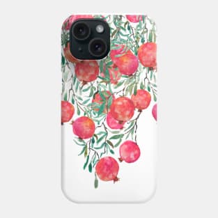 red orange pomegranate watercolor 2020 Phone Case