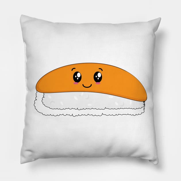 Cute Salmon Sushi Kawaii Pillow by IstoriaDesign