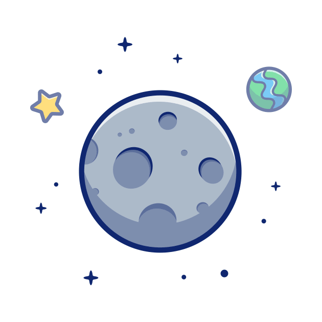 Moon in space cartoon by Catalyst Labs