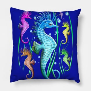 Seahorses Underwater Scenery Pillow