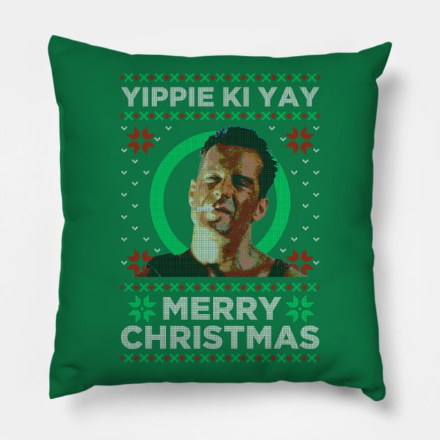 Die Hard Christmas Yippie Ki Yay Pillow by scribblejuice