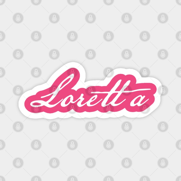 Loretta Typography White Script Magnet by ellenhenryart