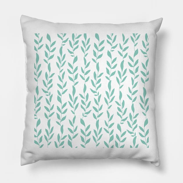 Green Minimalist Leaves Pillow by sorbetedelimon