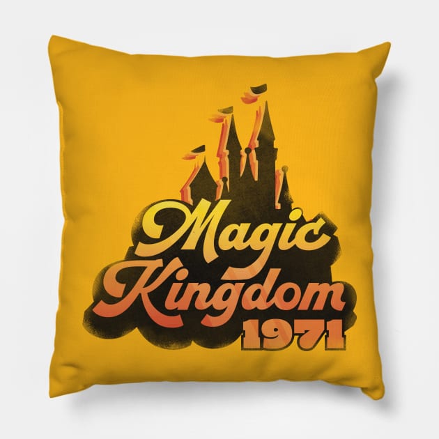 Magic Kingdom 1971 Vintage Distressed Pillow by WearInTheWorld