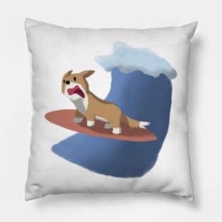 corgi dog on a surfboard Pillow