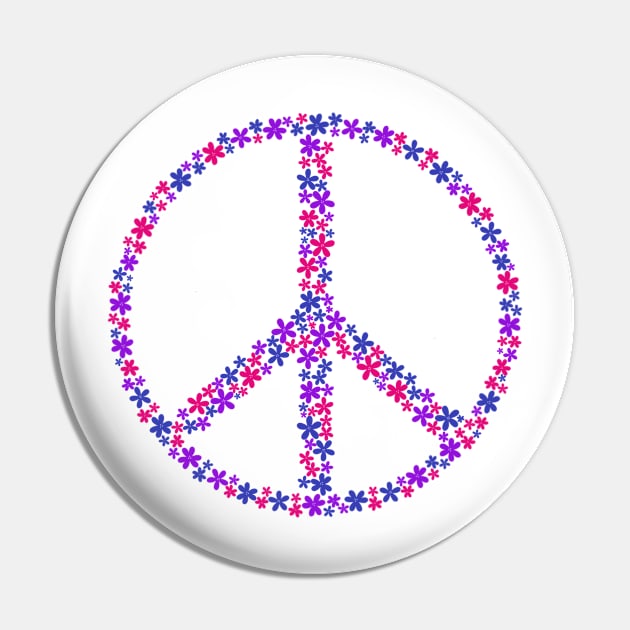 Floral Peace Sign - Discreet Bi Pride Pin by JuneNostalgia