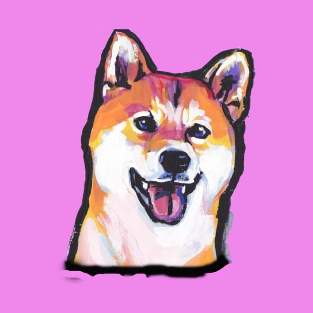 Shiba Inu Bright colorful pop dog art by bentnotbroken11