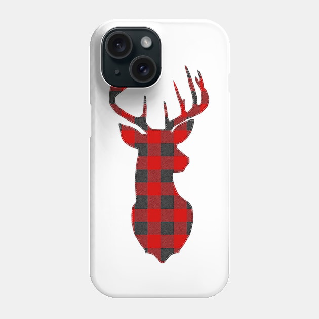 Christmas Deer Head Red Buffalo Plaid Phone Case by HiDearPrint