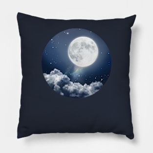 Full Moon Night in Blue Pillow