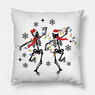 Dancing Christmas Skeleton Pillow