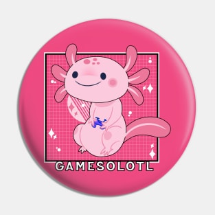 Gamesalotl Cute Kawaii Axolotl Gamer Pin