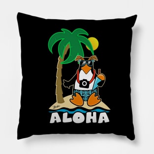 Aloha From The Hawaiian Penguin Pillow