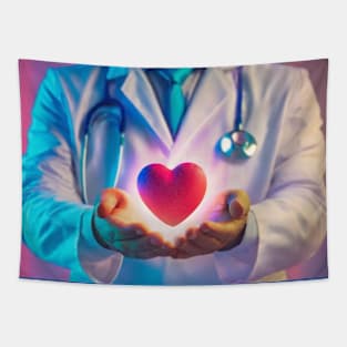 doctor holding heart Tapestry