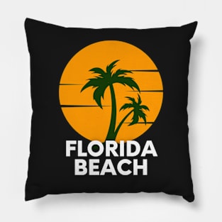 Vintage Florida Beach sunset Palm Trees Pillow