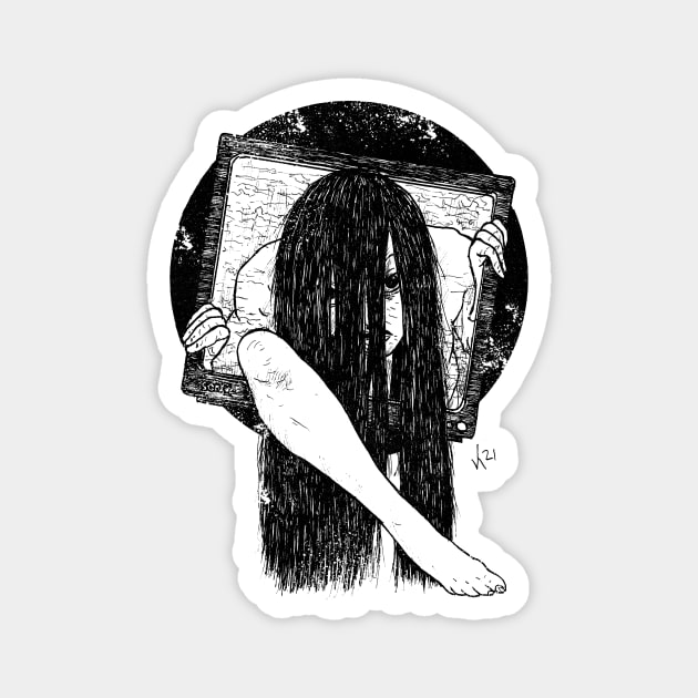 TV Set SADAKO (Black print) Magnet by Bloody Savage