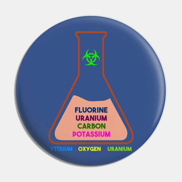 Fluorine Uranium Carbon Potassium (Design 1) Pin by screaminpoptshirt