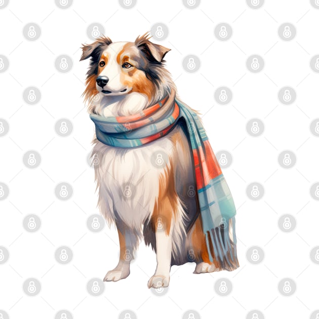 Australian shepherd winter dog by piscoletters