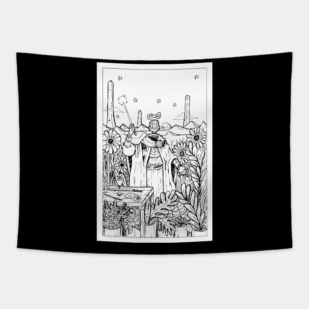 Black and White Tarot Magician Tapestry by TheSludgeboss