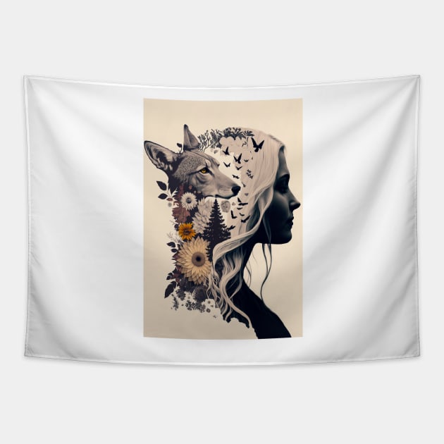 Double Exposure Flower Girl Tapestry by TortillaChief