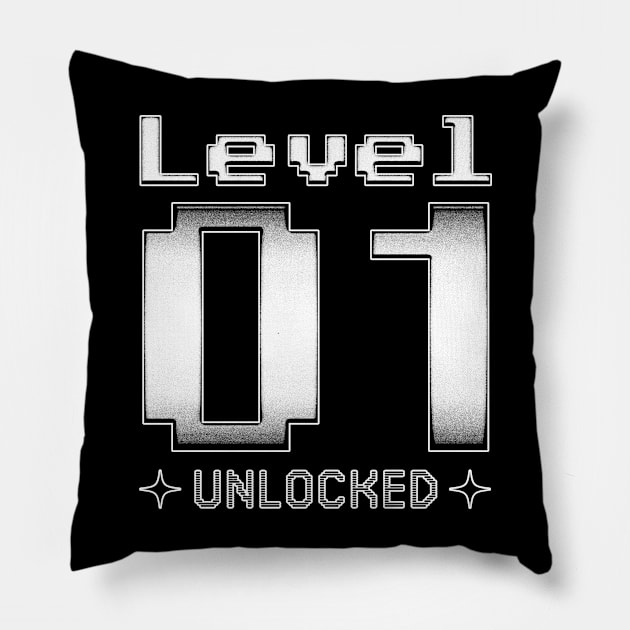 Level 1 Unlocked Pillow by  magiccatto